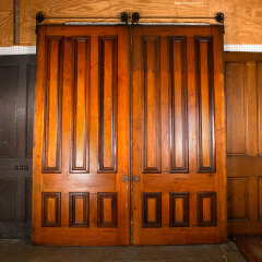 #43134 - 92x106&nbsp;Antique&nbsp;6&nbsp;Panel&nbsp;Wood&nbsp;Pocket&nbsp;Doors&nbsp;image