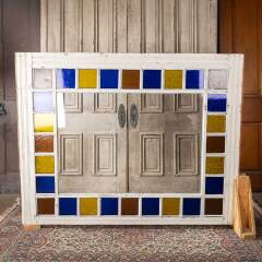 #54671 - 54x68&nbsp;Victorian&nbsp;Colored&nbsp;Glass&nbsp;Window&nbsp;Sash image