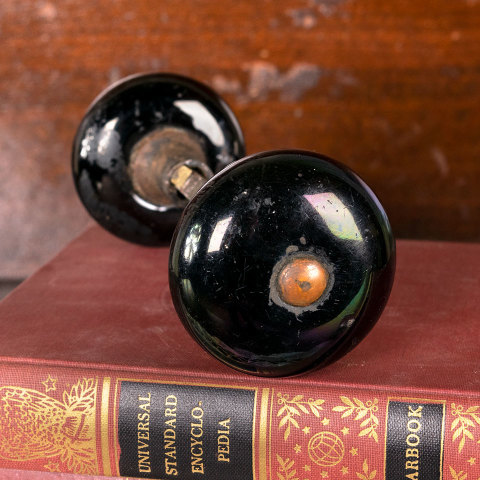 #25343 Antique Black Porcelain Doorknob Set image 6