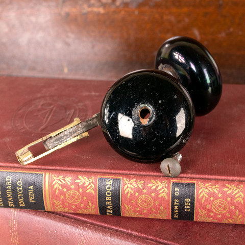 #25343 Antique Black Porcelain Doorknob Set image 4