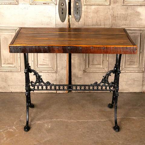 #29608 Table with Cast Iron Base and Wood Top image 3
