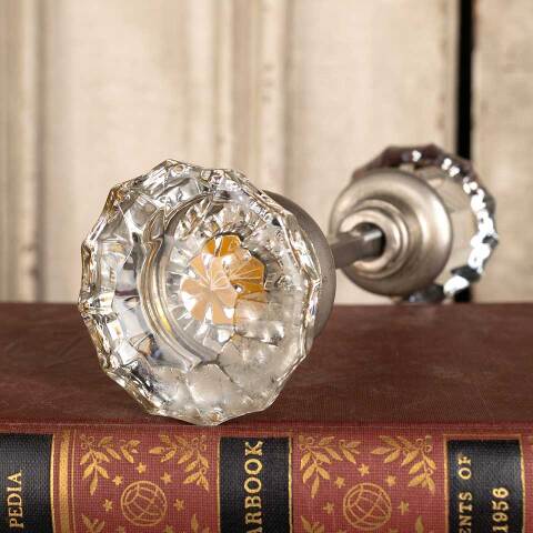 #37011 Salvaged Antique Fluted Glass Doorknobs Pair image 4
