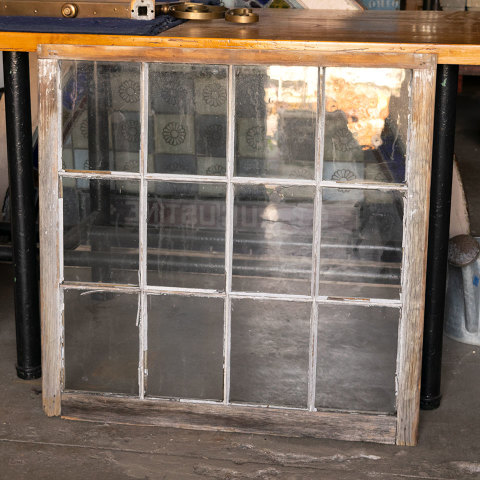 #38912 Salvaged 12 Lite Wood Window Wavy Glass image 4