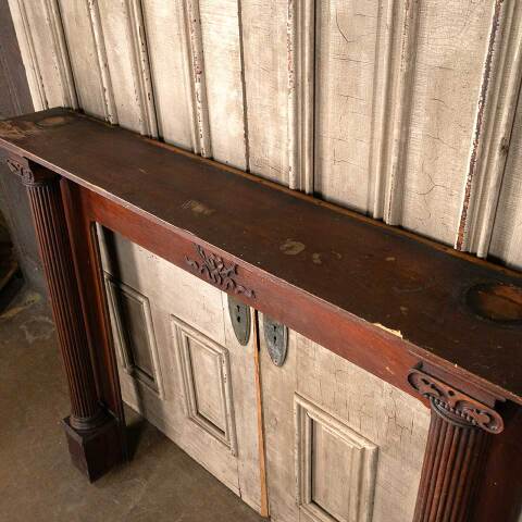 #41168 58x49 Salvaged Antique Oak Fireplace Mantel image 4