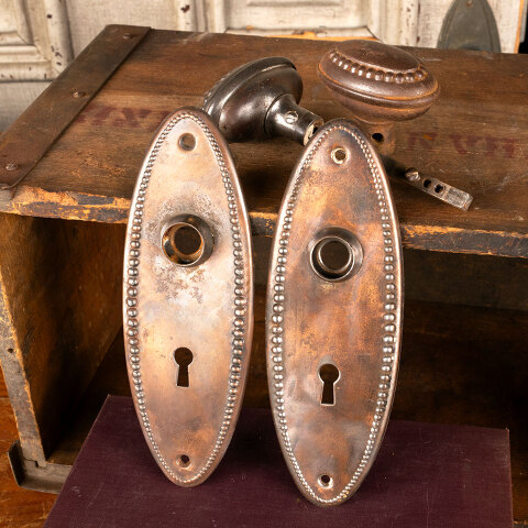 #42221 Salvaged Antique Oval Door Hardware Set image 6