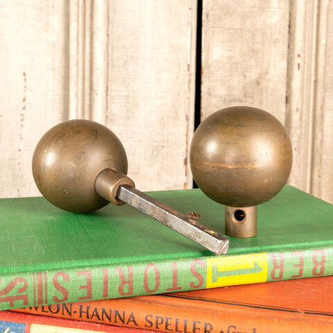 #42396 Antique Solid Brass Sphere Doorknobs image 5