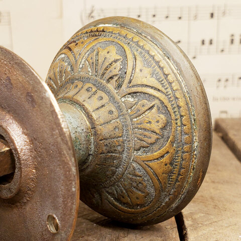 #43071 Antique Brass Corbin Doorknob Set image 3