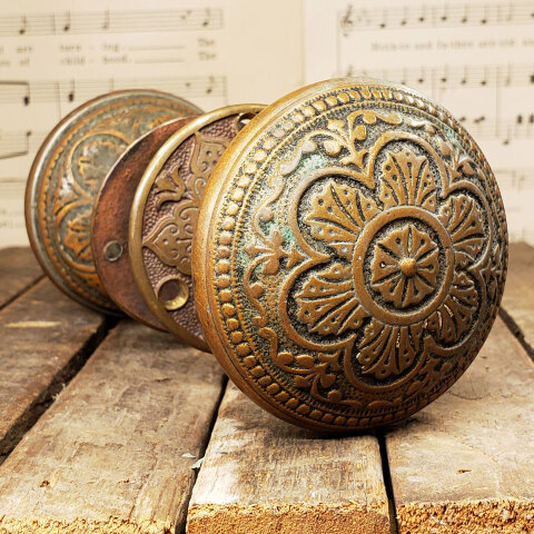 #43071 Antique Brass Corbin Doorknob Set image 6