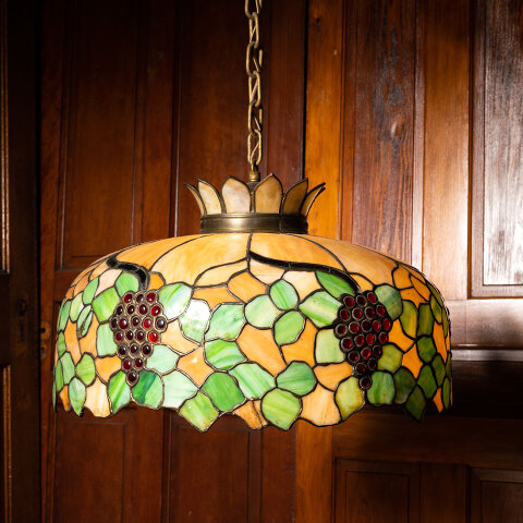 #43332 Salvaged Antique Stained Glass Chandelier image 2
