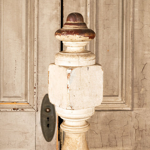 #43812 Salvaged Antique Wood Staircase Newel Post image 2