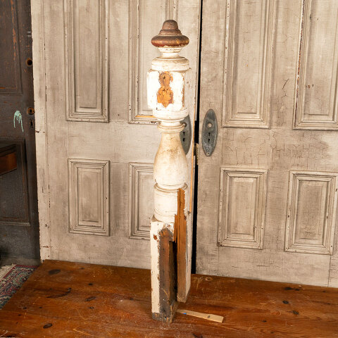 #43812 Salvaged Antique Wood Staircase Newel Post image 5