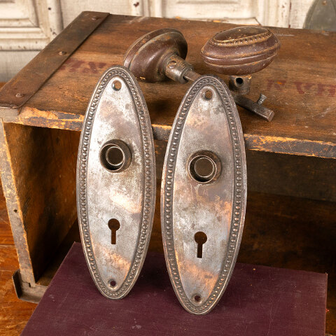 #44143 Salvaged Antique Oval Door Hardware Set image 7