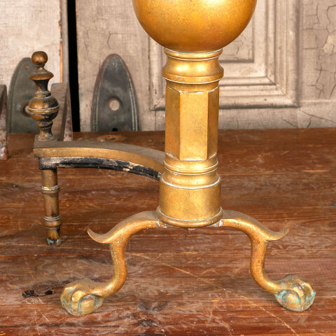 #45248 Antique Brass Fireplace Andirons image 3