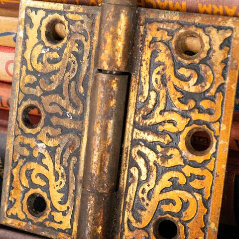 #45566 3 1/2" Ornate Antique Door Hinge Hardware image 3