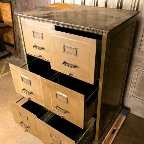 #45902 Antique Metal 6 Drawer File Cabinet image 4