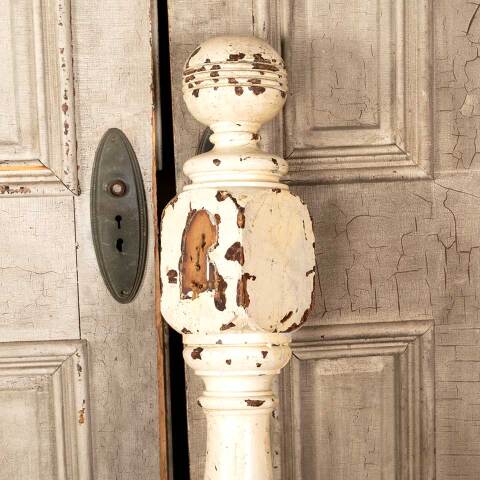 #46114 Salvaged Antique Wood Staircase Newel Post image 8