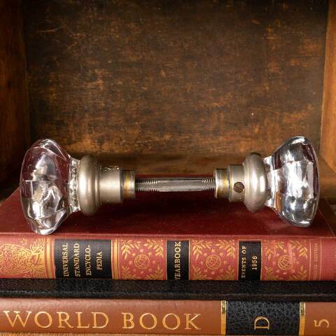 #46364 Antique Glass & Nickel Doorknobs Hardware image 3