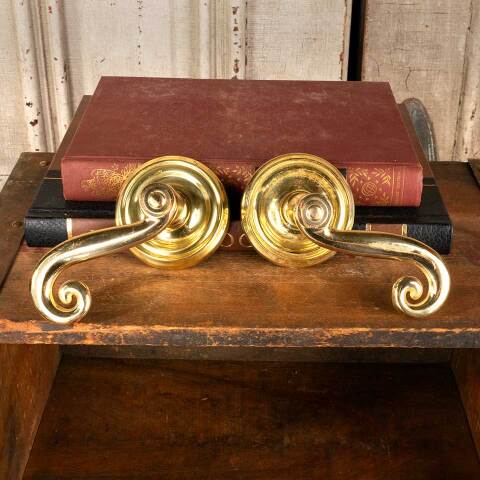 #47111 Salvaged Polished Brass Dummy Handles image 2