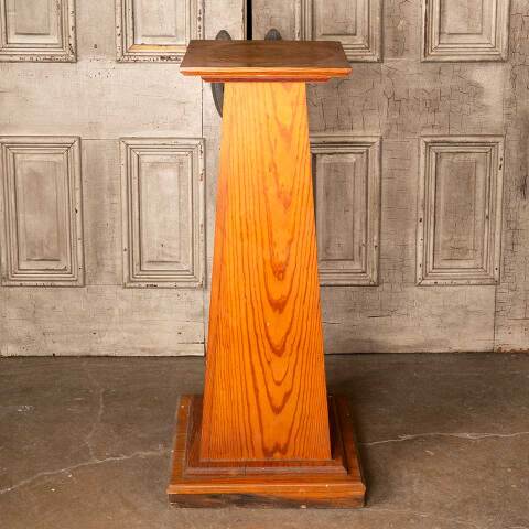 #49018 Large Antique Pine Wood Tapered Pedestal image 2