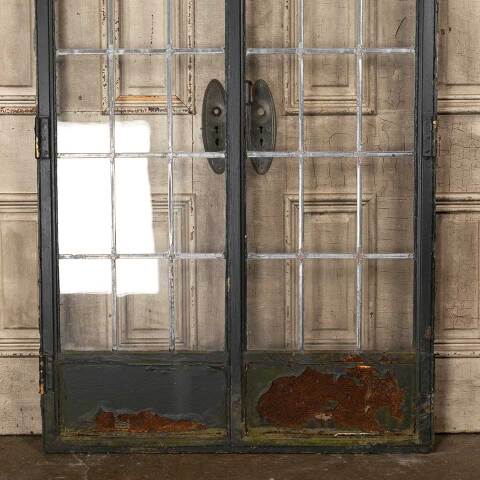 #49669 41x85 Antique Leaded Glass Casement Doors image 8