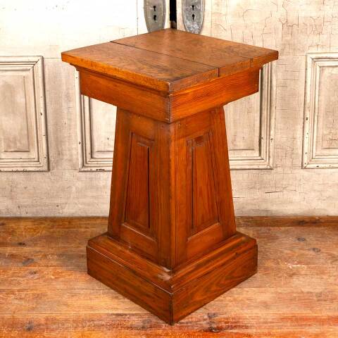 #49783 Antique Tapered Pine & Oak Pedestal Table image 4
