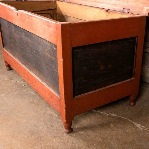 #49964 Antique Painted Wood Storage Chest Trunk image 5