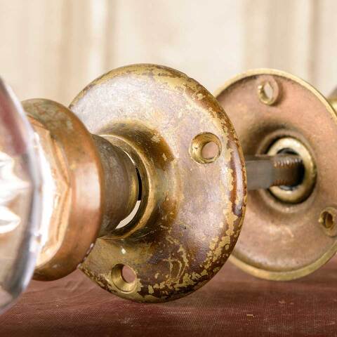 #50079 Antique Glass Doorknobs Door Hardware Set image 3