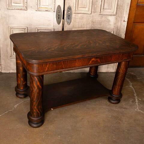 #50344 Antique Quarter Sawn Oak Library Table Desk image 7