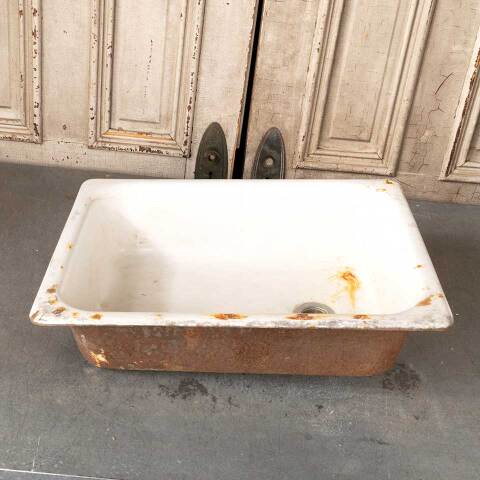 #50497 Antique Cast Iron Porcelain Enameled Sink image 6