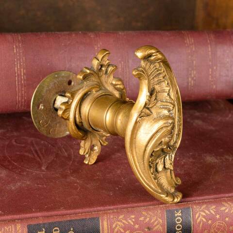#50637 Salvaged Ornate Brass Closet Doorknob Set image 3