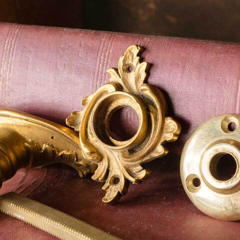 #50637 Salvaged Ornate Brass Closet Doorknob Set image 6