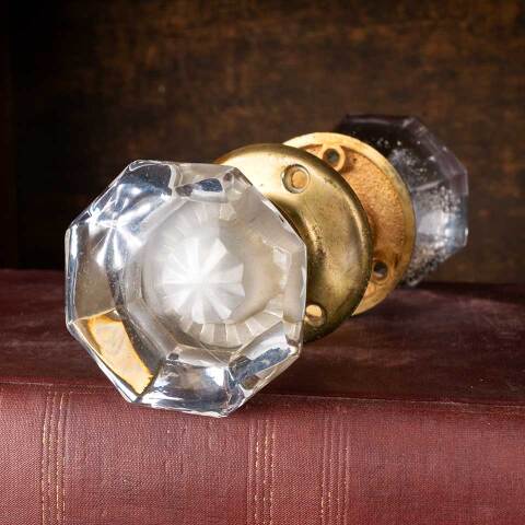 #52094 Antique Glass Doorknob Door Hardware Set image 5