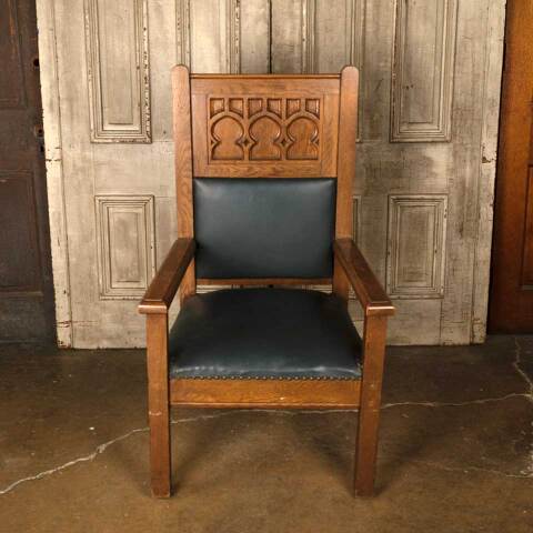 #52133 Antique Carved Oak Gothic Throne Chair image 4