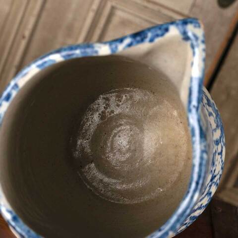 #52754 Antique 9" Spongeware Stoneware Pitcher image 8