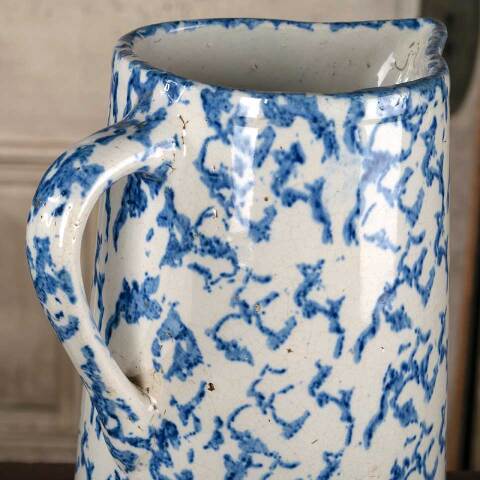 #52756 Antique 9" Spongeware Stoneware Pitcher image 2