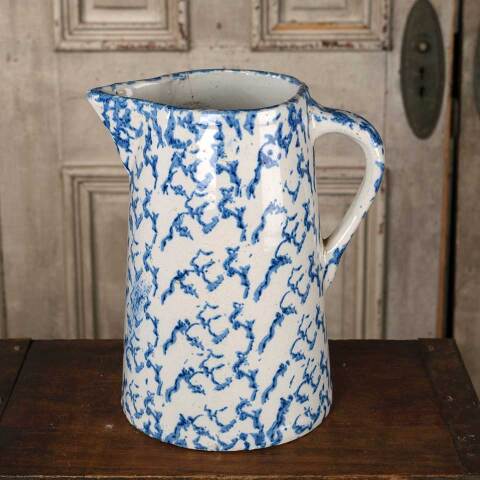 #52756 Antique 9" Spongeware Stoneware Pitcher image 4