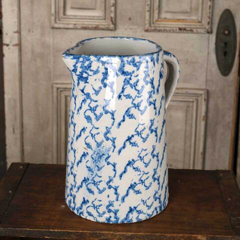 #52756 Antique 9" Spongeware Stoneware Pitcher image 5
