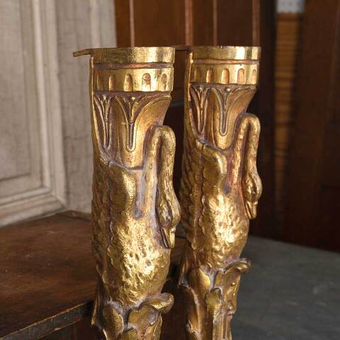 #52958 Antique Brass Swan Furniture Support Legs image 4