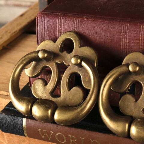 #52992 Set of 3 Vintage Brass Furniture Drawer Pulls image 3