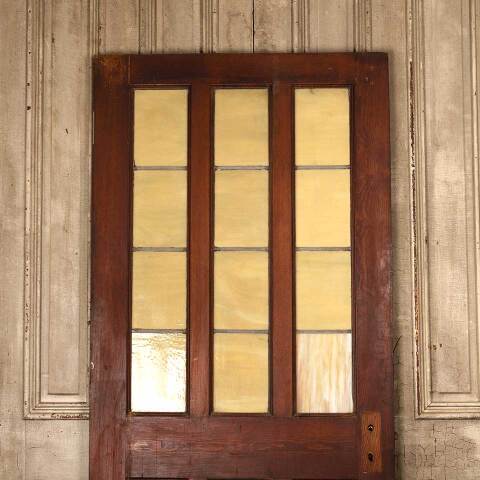 #53756 36x79 Antique Pine & Colored Glass Door image 2