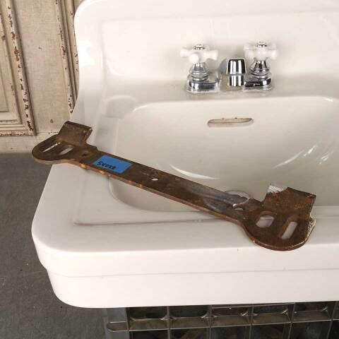 #54038 Antique CRANE Porcelain Bathroom Sink image 8