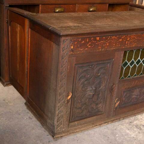 #54039 Antique English Oak Pub Dry Bar & Backbar image 2