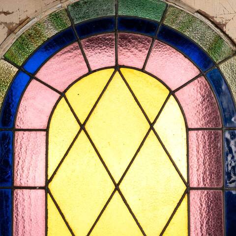 #54073 28x40 Antique Stained Glass Window image 4