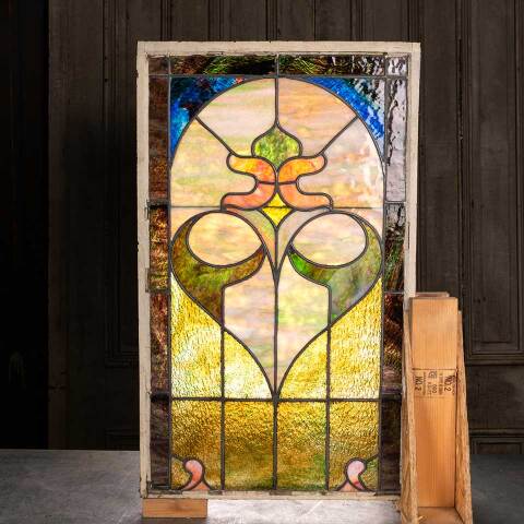 #54082 21x35 Antique Stained Glass Window image 6