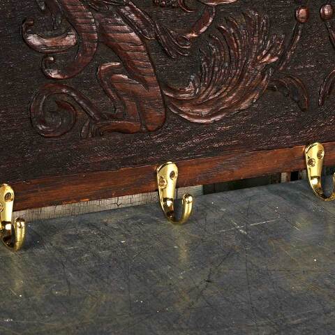#54127 31x15 Carved Wood Wall Mount Coat Rack image 3