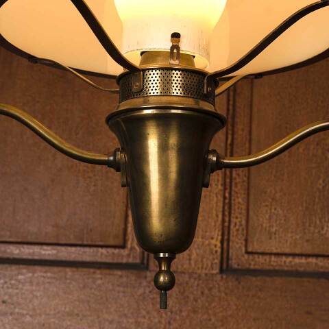 #54166 Converted Single Bulb Brass Oil Chandelier image 4