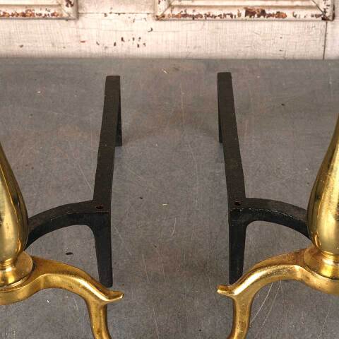 #54173 Vintage Brass Fireplace Andirons image 4