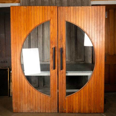 #54744 69x83 Vintage Wood Doors w. Crescent Lites image 4
